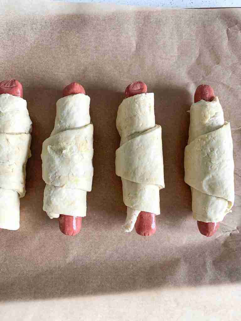 process of making sourdough pigs in a blanket