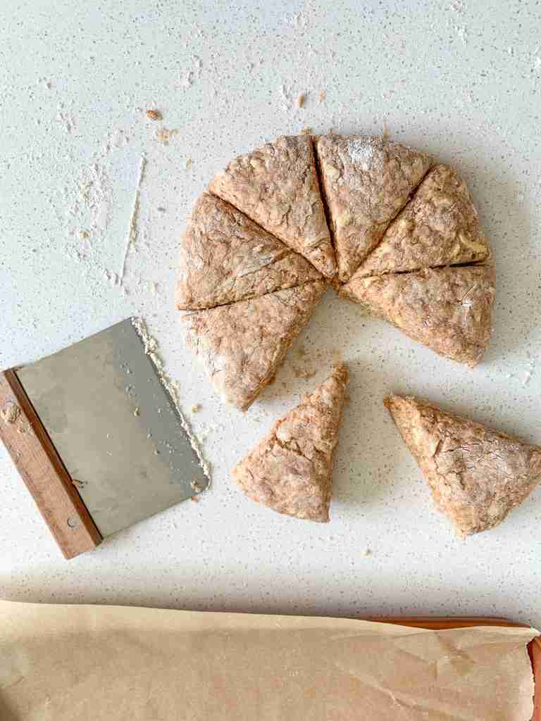 slicing apple butter scone dough