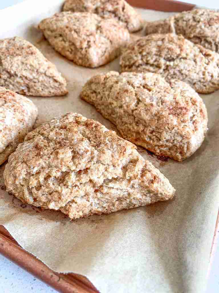 apple butter scones on a sheet pan