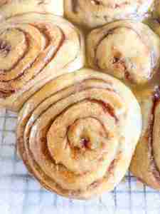 wire rack full of sourdough honey buns
