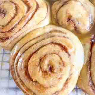 wire rack full of sourdough honey buns