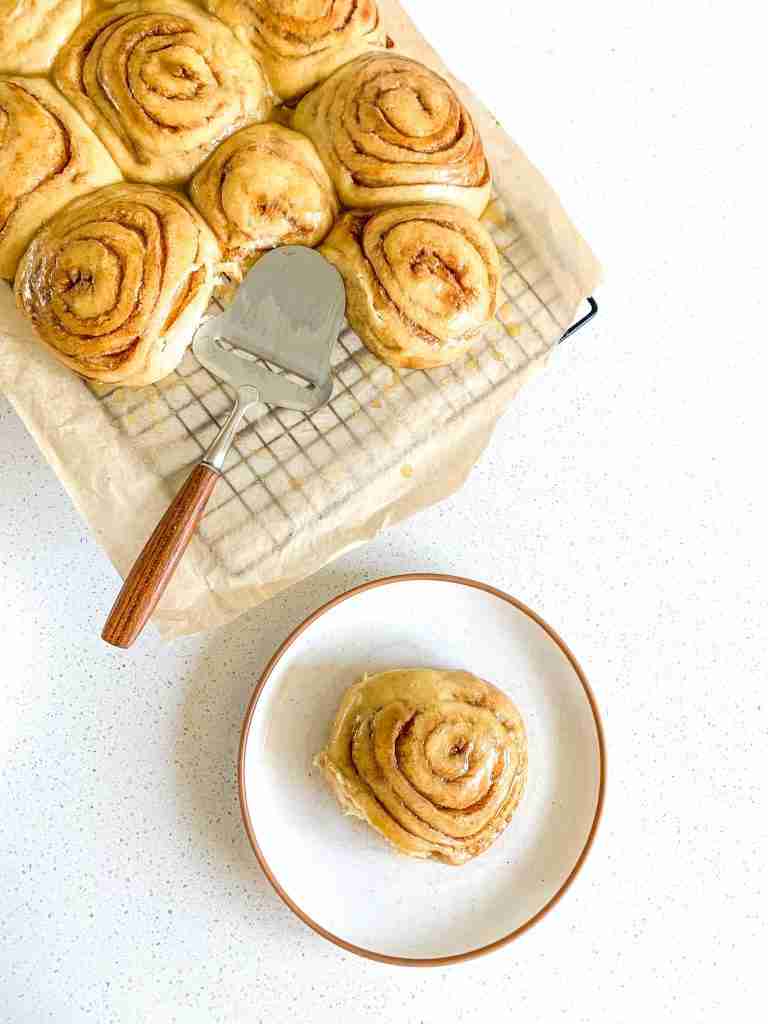 wire rack full of sourdough honey buns