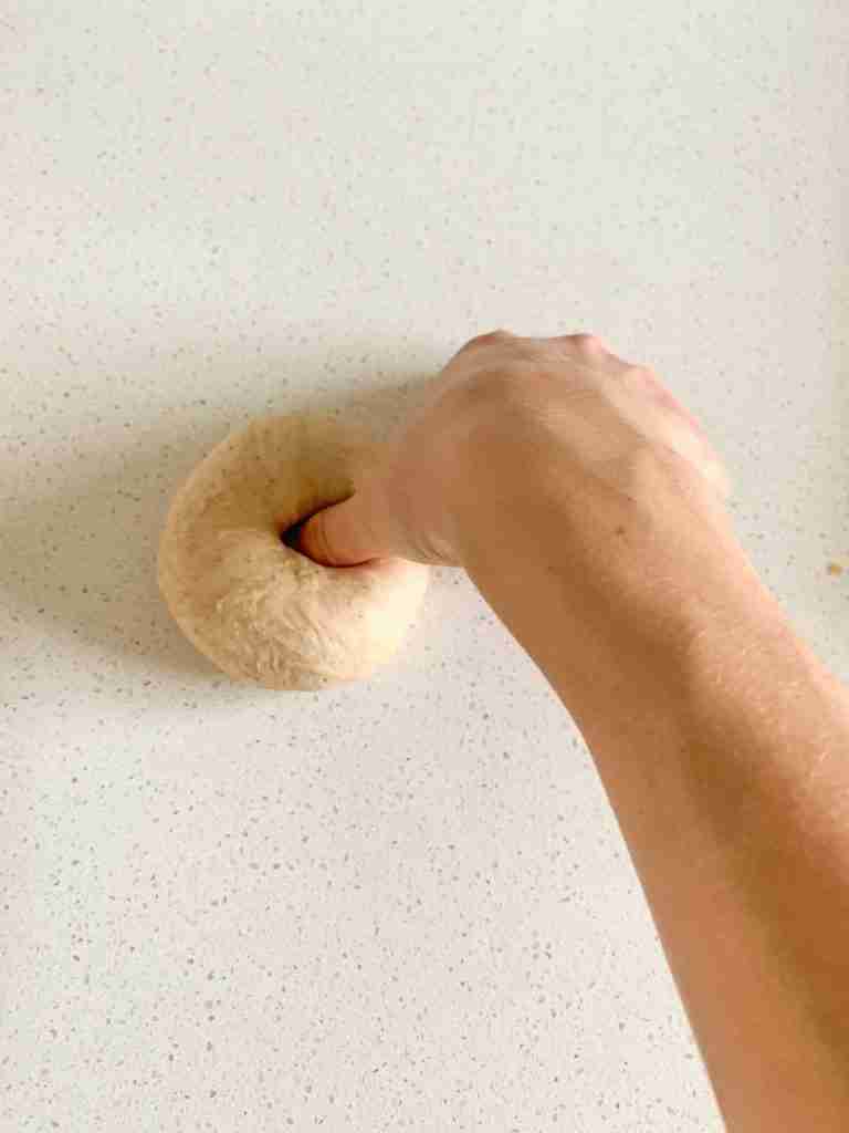 making the bagel hole during shaping