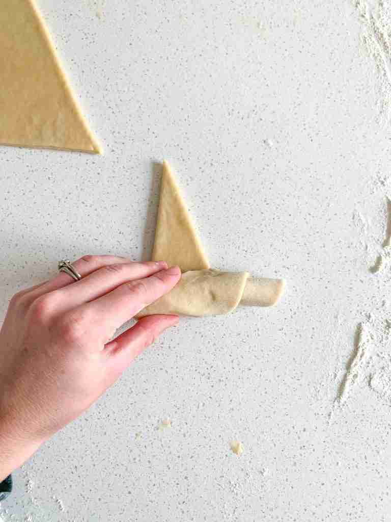 shaping sourdough crescent rolls