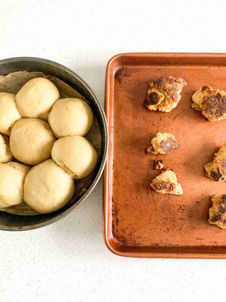 freshly baked rolls and freshly cooked chicken for chicken minis