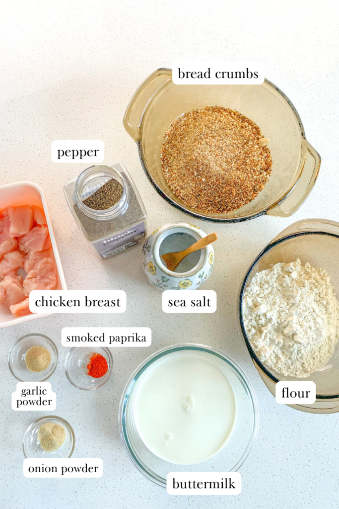 sourdough chicken minis labeled ingredients for chicken