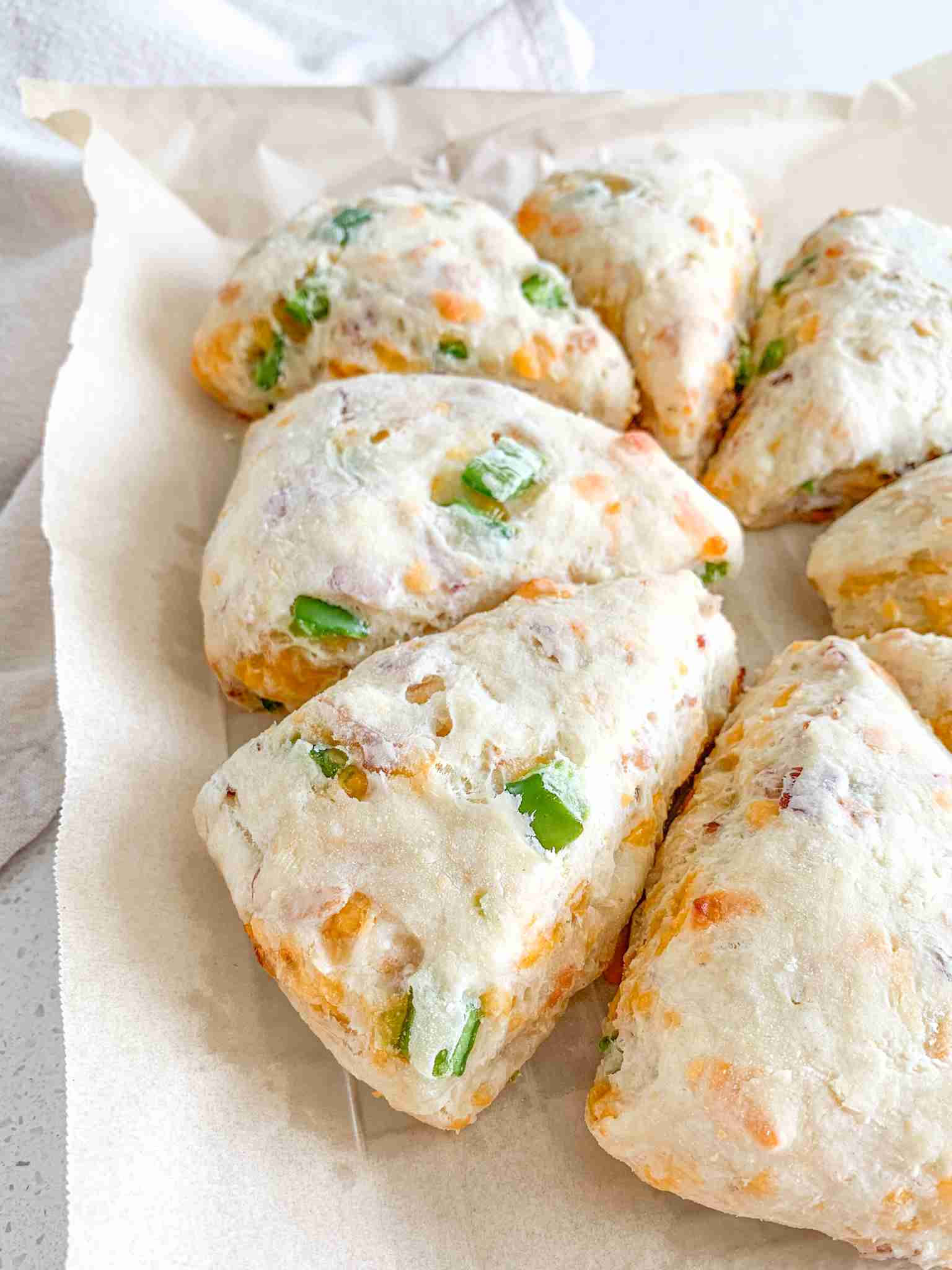 freshly baked sourdough jalapeno popper scones
