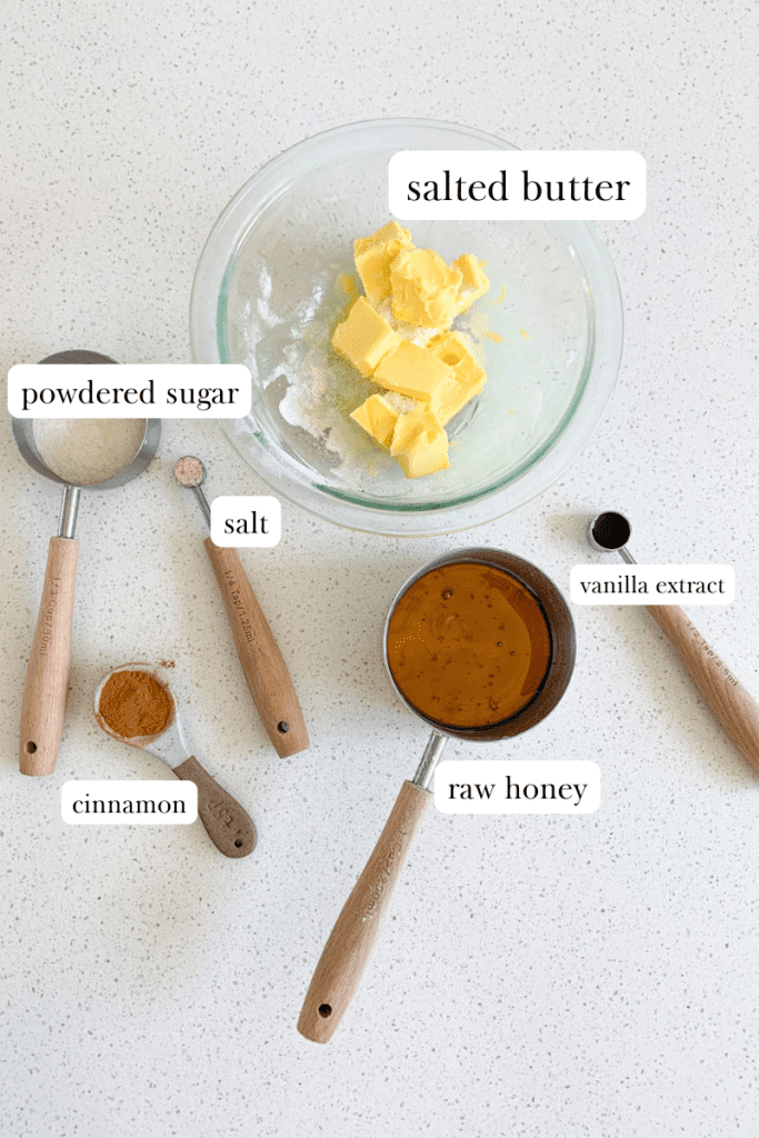 labeled ingredients for texas roadhouse cinnamon honey butter 