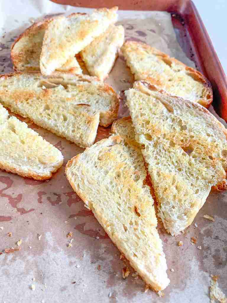 freshly made sourdough Texas toast cut in half