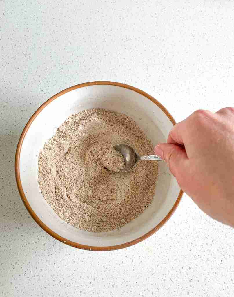 cinnamon layer ingredients getting mixed for sourdough coffee cake