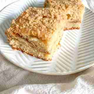 slices of freshly baked sourdough coffee cake