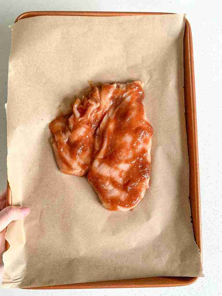 apple butter chicken ready to go in the oven