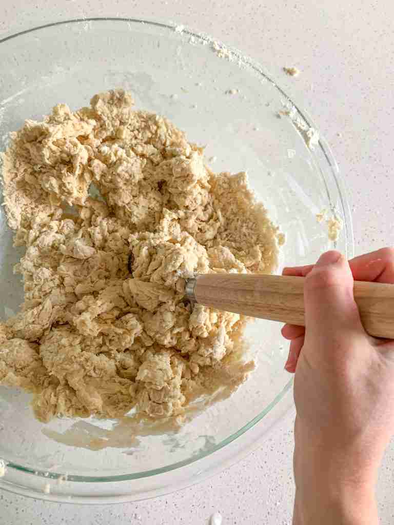 mixing dough for sourdough parker house rolls