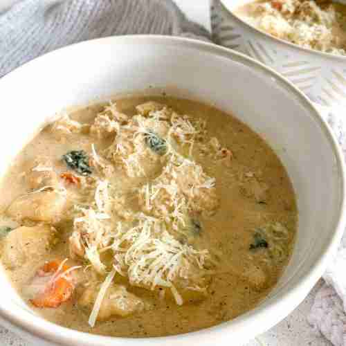 freshly cooked creamy chicken gnocchi soup