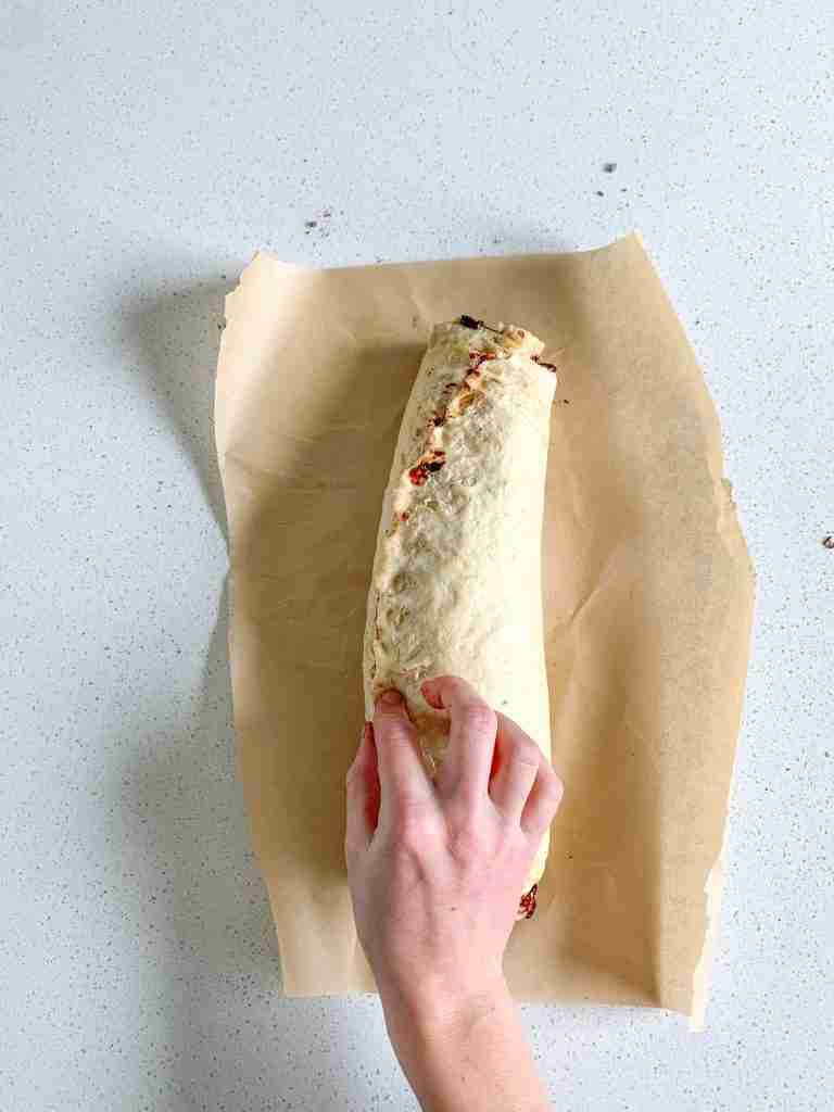 sourdough babka dough's seam getting pinched after being rolled