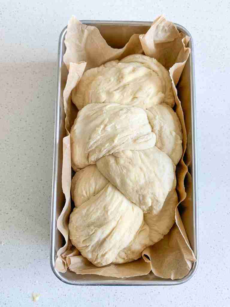 sourdough challah dough ready for proofing