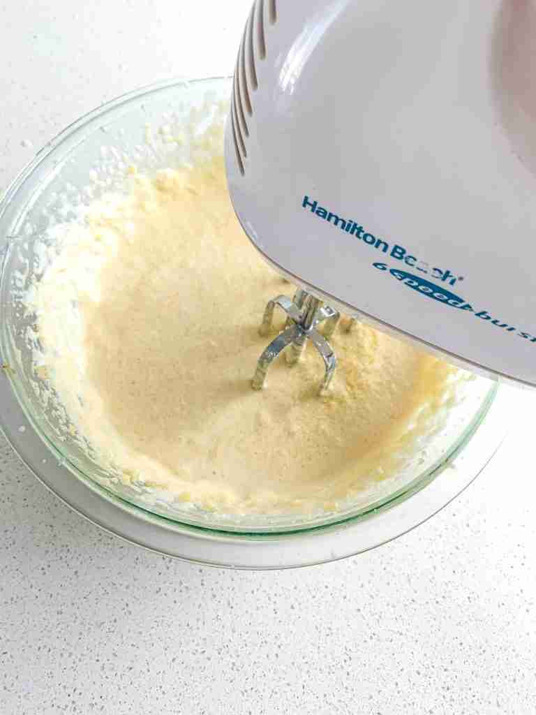 sourdough cake batter getting mixed together