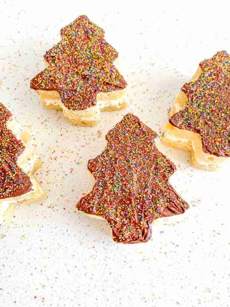freshly baked and decorated sourdough little debbie christmas tree cakes