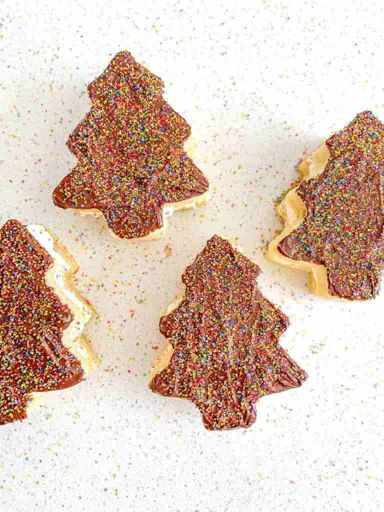 freshly baked and decorated sourdough little debbie christmas tree cakes