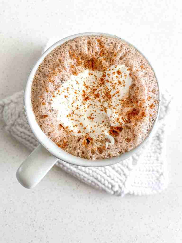 freshly made mug of spiced hot chocolate
