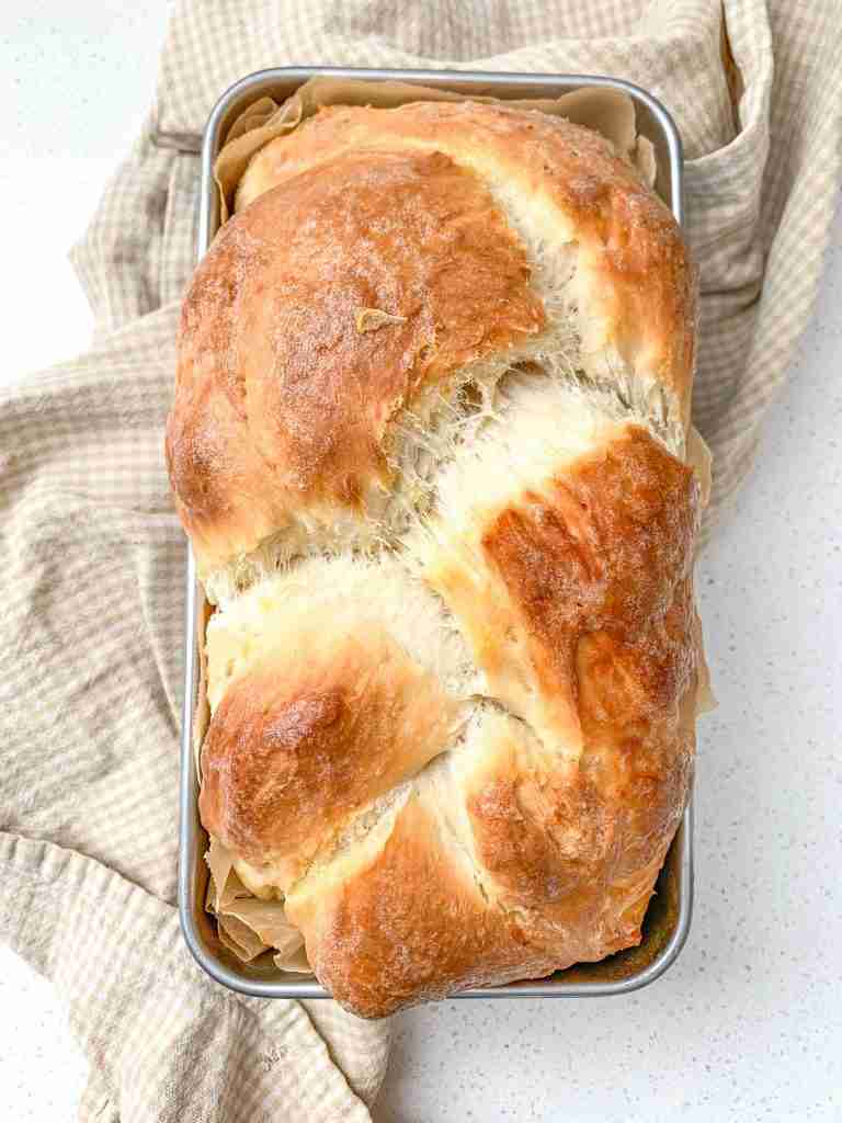 freshly baked sourdough challah