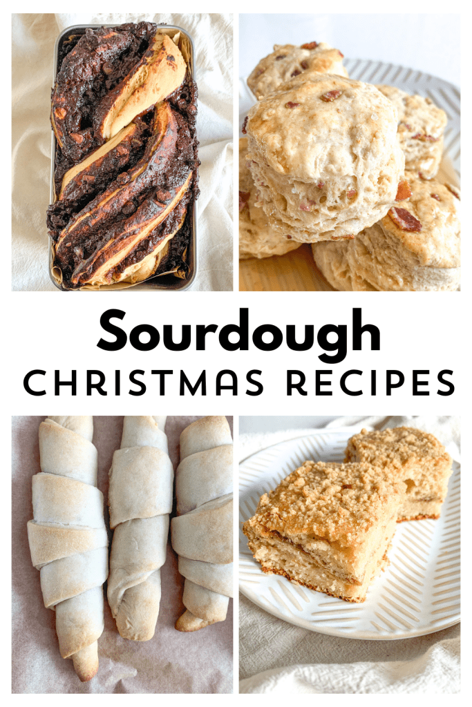 graphic for sourdough christmas recipes blog post