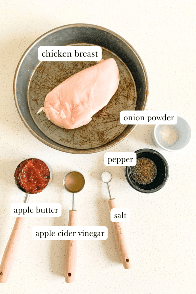 labeled ingredients for roasted apple butter chicken