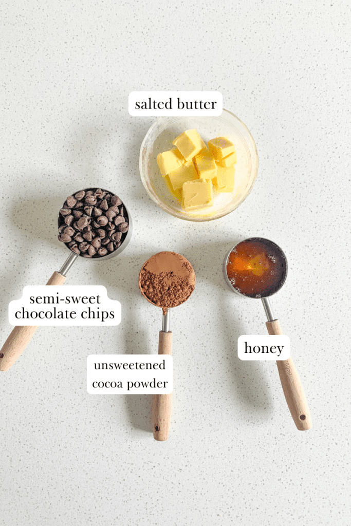 labeled ingredients for the chocolate filling for sourdough babka