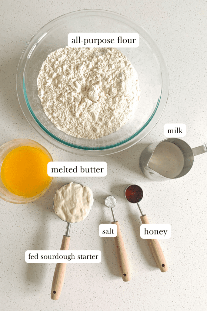labeled ingredients for sourdough babka