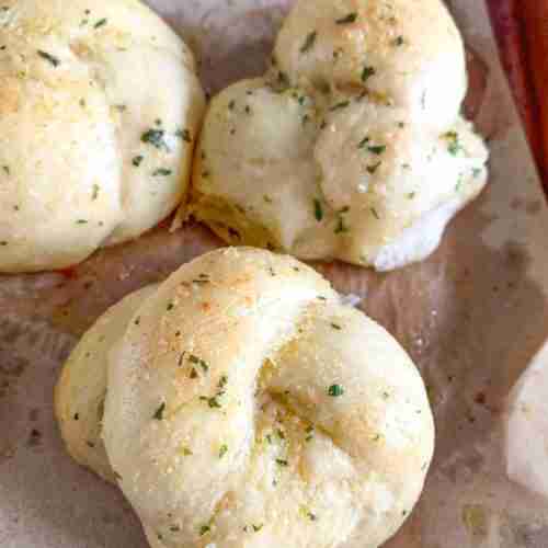 freshly baked sourdough garlic knots