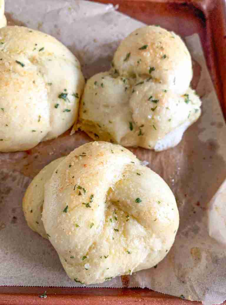 freshly baked sourdough garlic knots