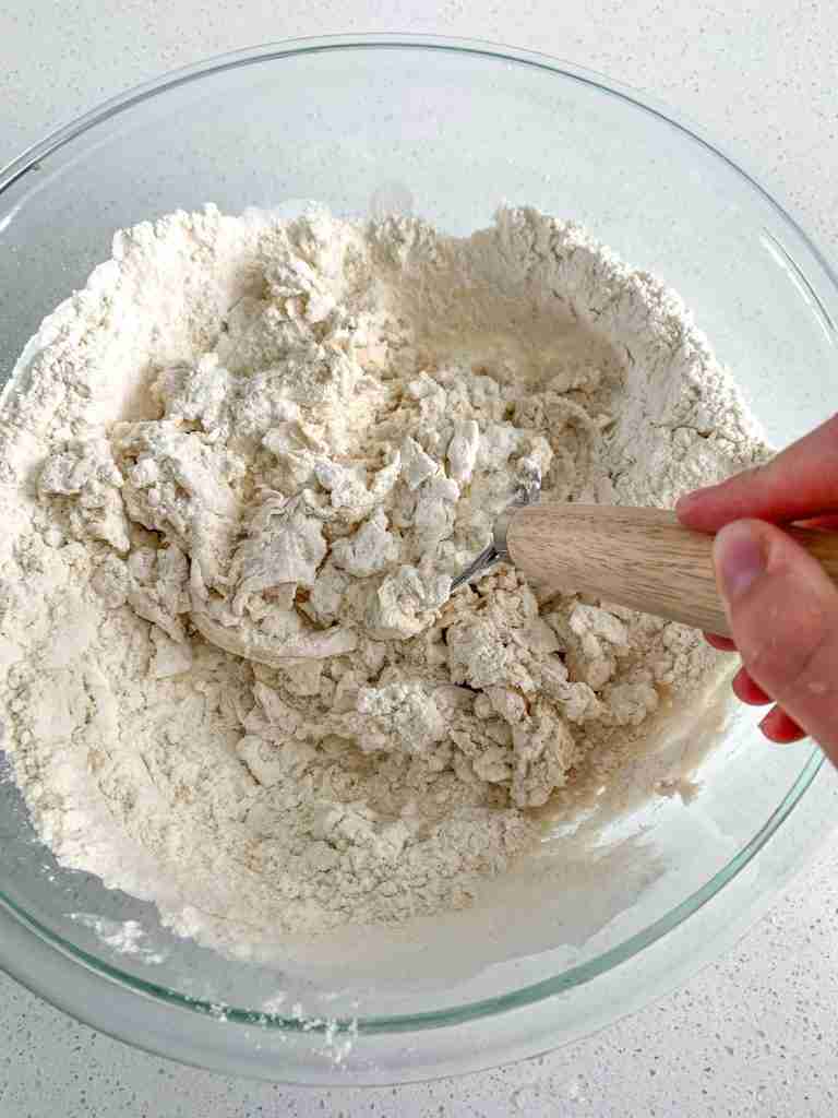 sourdough ciabatta bread dough getting mixed