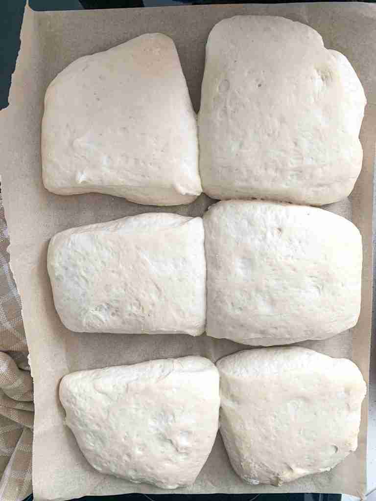 proofed sourdough ciabatta bread dough