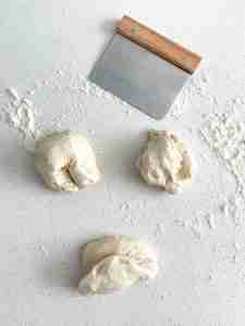 calzone dough cut into 3 pieces