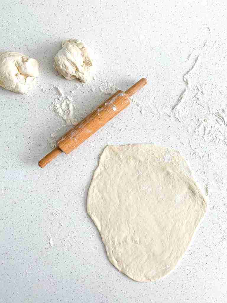 rolled out calzone dough