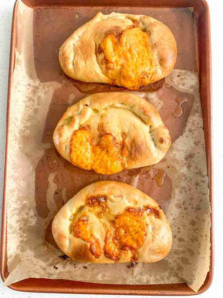 freshly baked sourdough calzones