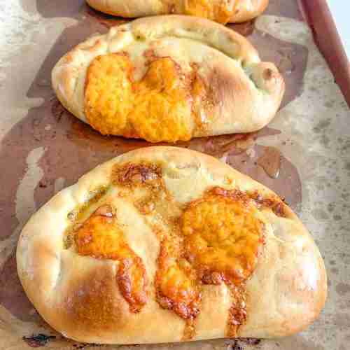 freshly baked sourdough calzones