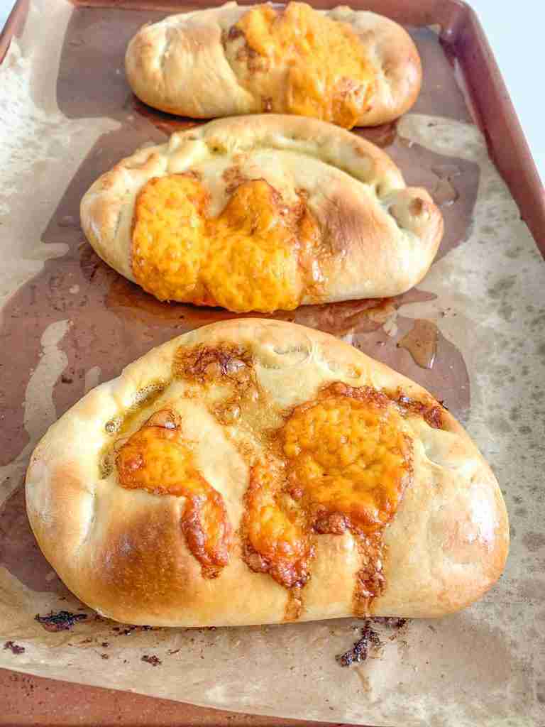 freshly baked sourdough calzones