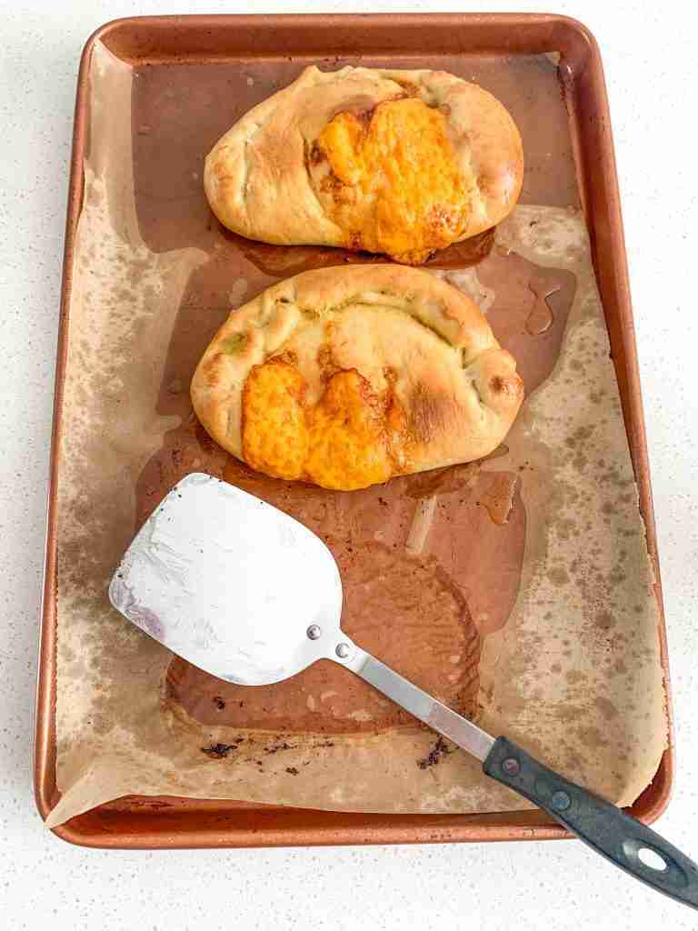 freshly baked sourdough calzones