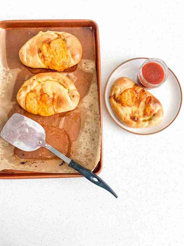 freshly baked sourdough calzones