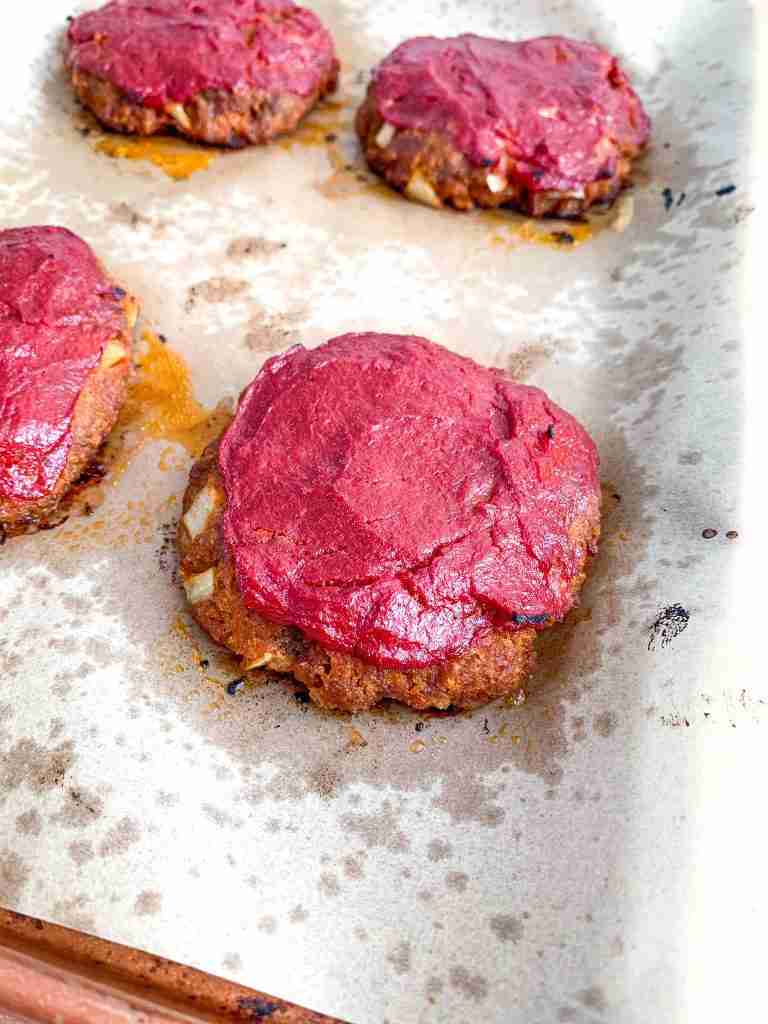 freshly cooked meatloaf burgers