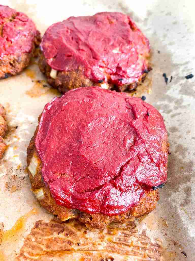 freshly cooked meatloaf burgers