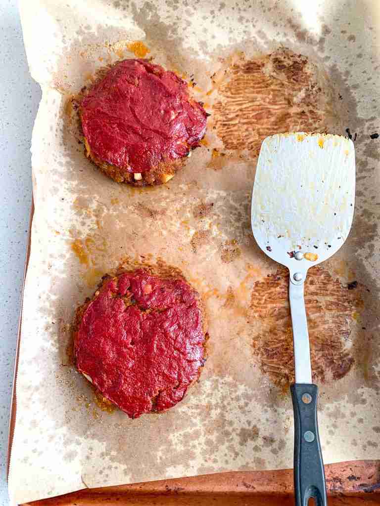 freshly cooked meatloaf burgers