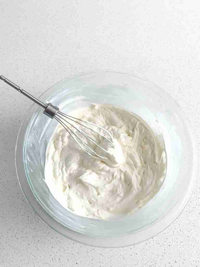 freshly made stabilized whipped cream frosting