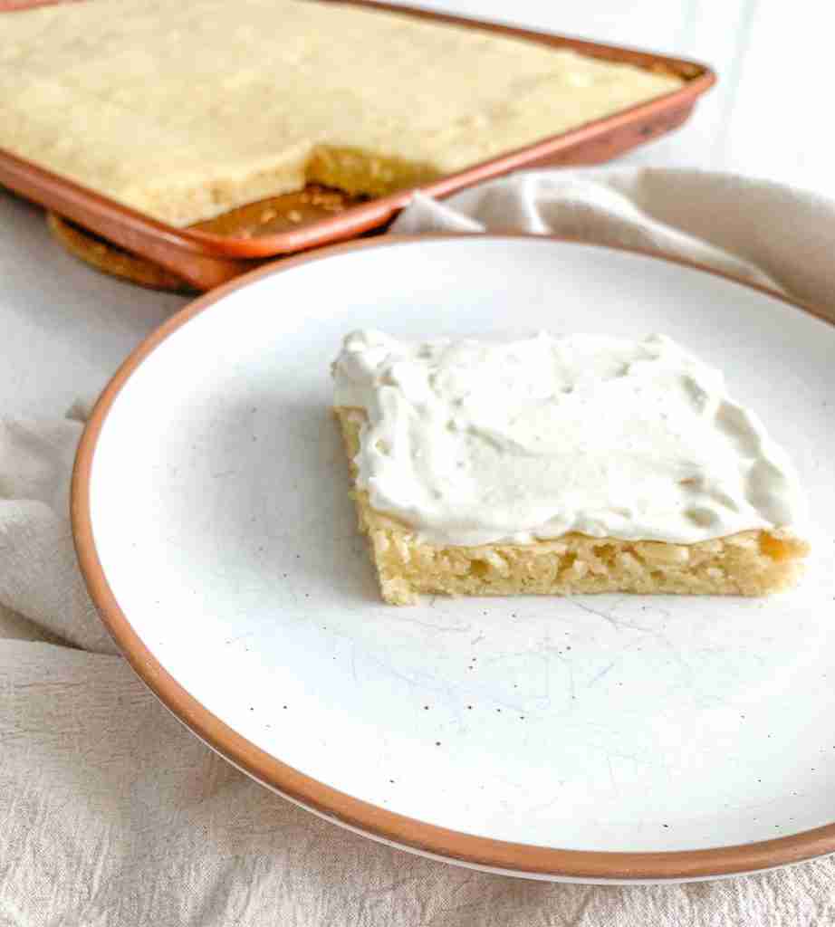 sourdough vanilla half sheet cake freshly baked