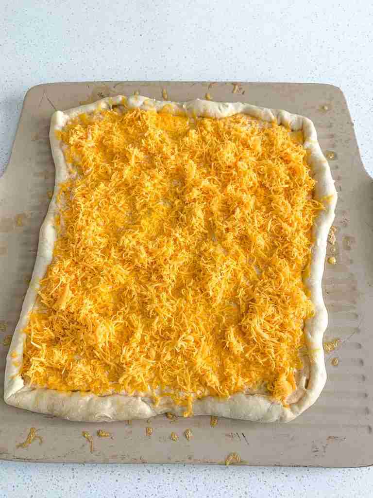 cheese added to crust for alabama white bbq chicken bacon pizza
