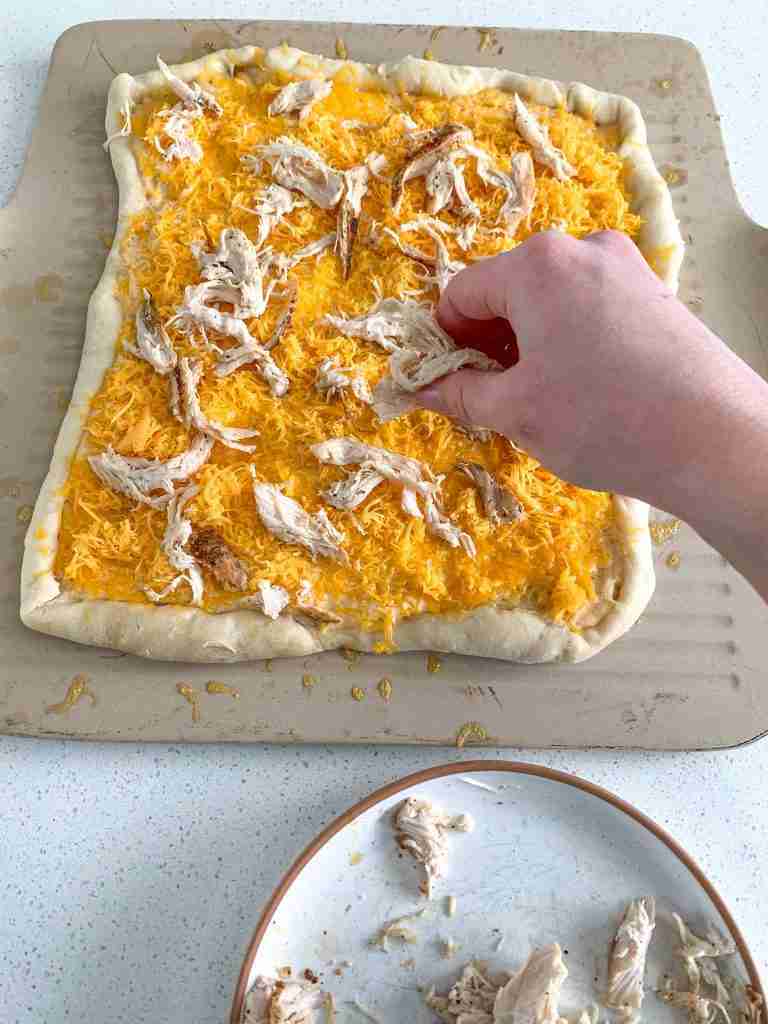 adding chicken to alabama white bbq chicken bacon pizza