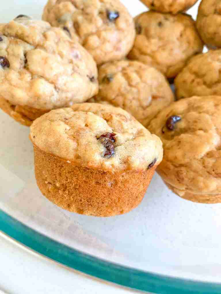 freshly baked sourdough peanut butter chocolate chip muffins