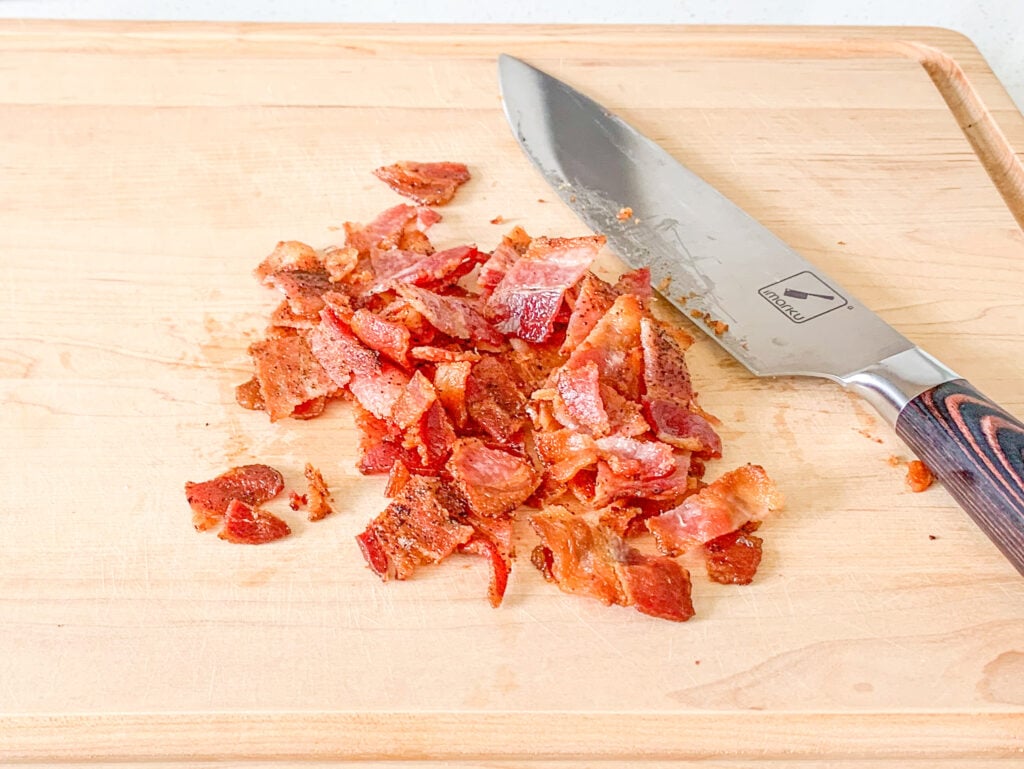 cooked bacon chopped for pizza