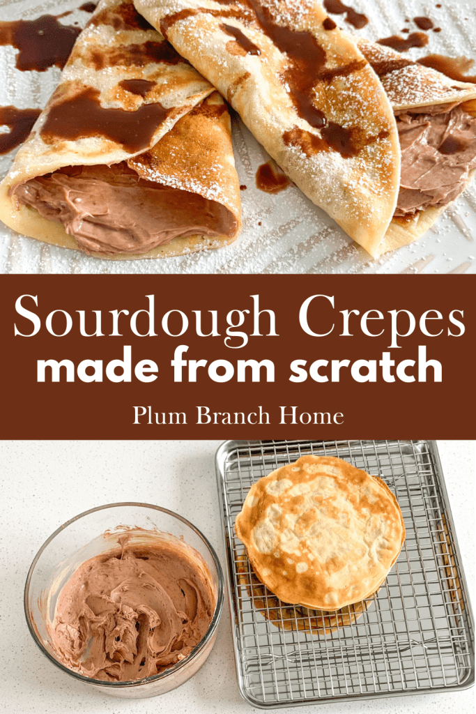 pinterest graphic for sourdough crepes